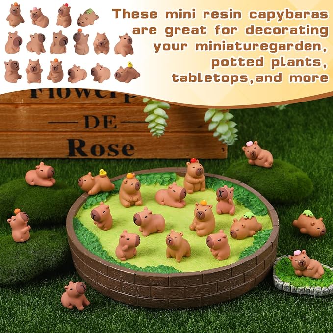 32 Pcs Mini Capybara Figures 16 Styles Resin Capybaras Mini Figures Resin Animals