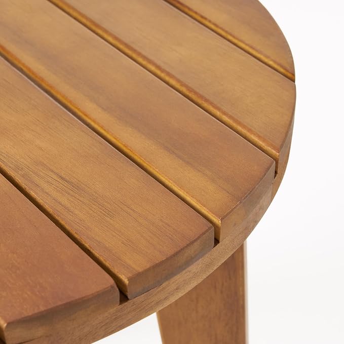 Acacia Wood Outdoor Side Table, Teak Finish
