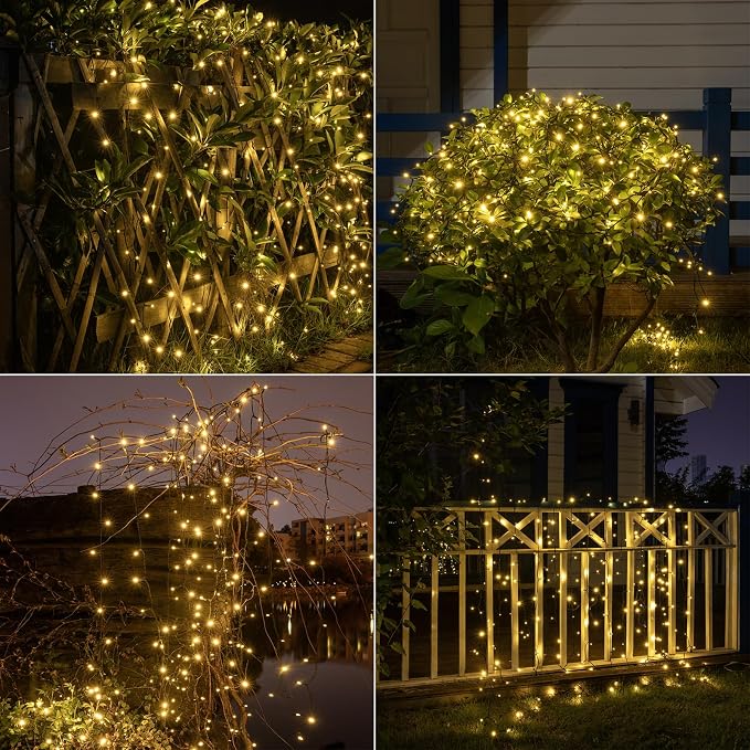Solar String Lights for Outside,66FT 200 LEDs Solar Fairy Lights,IP65 Waterproof 8 Modes Remote Outdoor String Light for Patio Garden Backyard Tree Balcony Wedding Christmas,Warm White