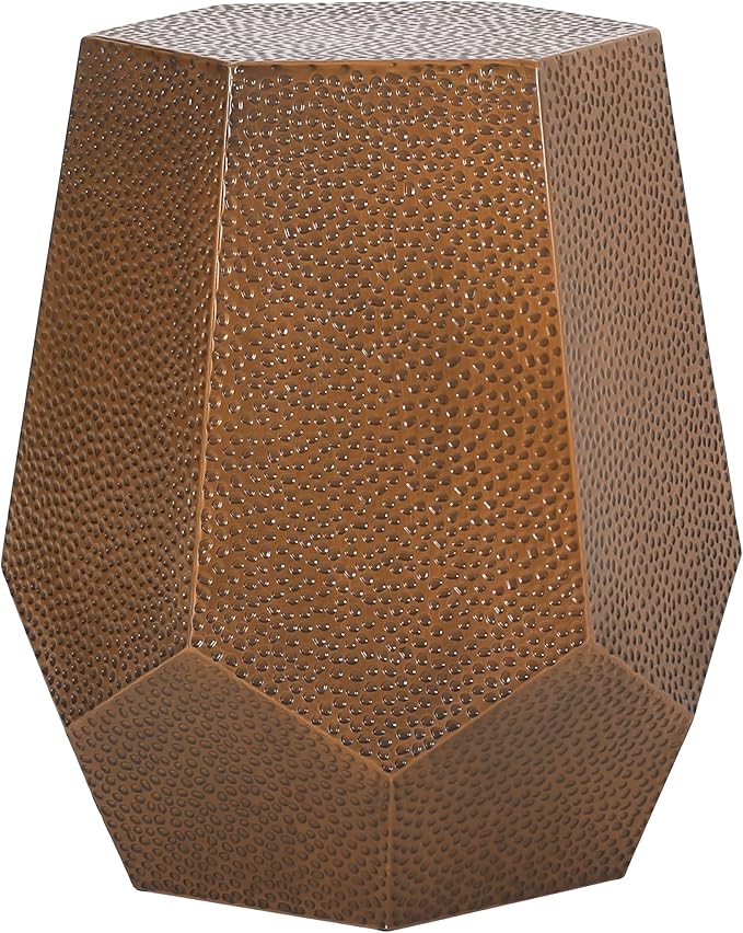 WILLIAMSPACE 20.5" Side Table with Hexagonal Tabletop, Farmhouse Small Coffee Table French Country Rustic End Table for Indoor Outdoor, Small Table for Living Room, No Assembly, Iron, Antique Bronze