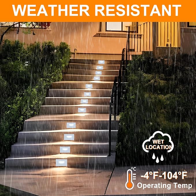 CLOUDY BAY 120V Dimmable LED Indoor Outdoor Step Light,3-Pack,3000K Warm White,Stair Light,White Finish