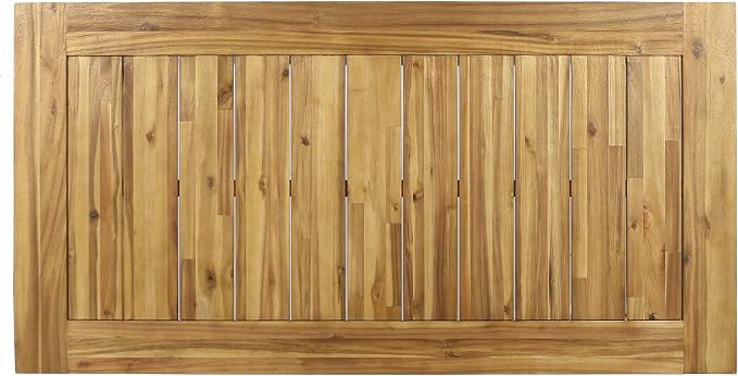 Christopher Knight Home Harly Acacia Wood Patio Dining Set for 6, Solid Wood Outdoor Dining Table Set for 6, 7 Piece Outdoor Dining Set with Rectangular Table and Wicker Backrest, Teak+Cream