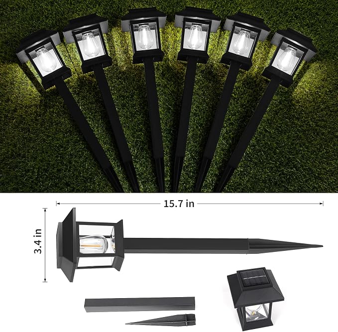 Greluna Solar Lights Outdoor,12 Pack 6000K Waterproof Auto On/Off Solar Pathway Lights for Your Garden, Landscape, Path, Yard, Patio, Driveway,Walkway Decor