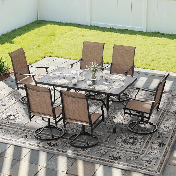 Soohow Outdoor Dining Table 60"x35", Rectangle Patio Dining Table with 1.57" Umbrella Hole, Outdoor Metal Furniture for Patio, Graden, Backyard and Poolside, Weather-Resistant