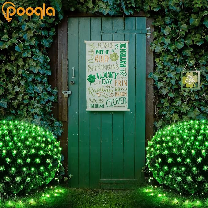 Pooqla Green Net Lights, 21x 5ft Halloween Bush Lights Outdoor Green Wire | 360 LED Large Net Mesh Lights Plug in, 8 Modes Waterproof Connectable Bushes Lights for Christmas Hedge Yard Decor