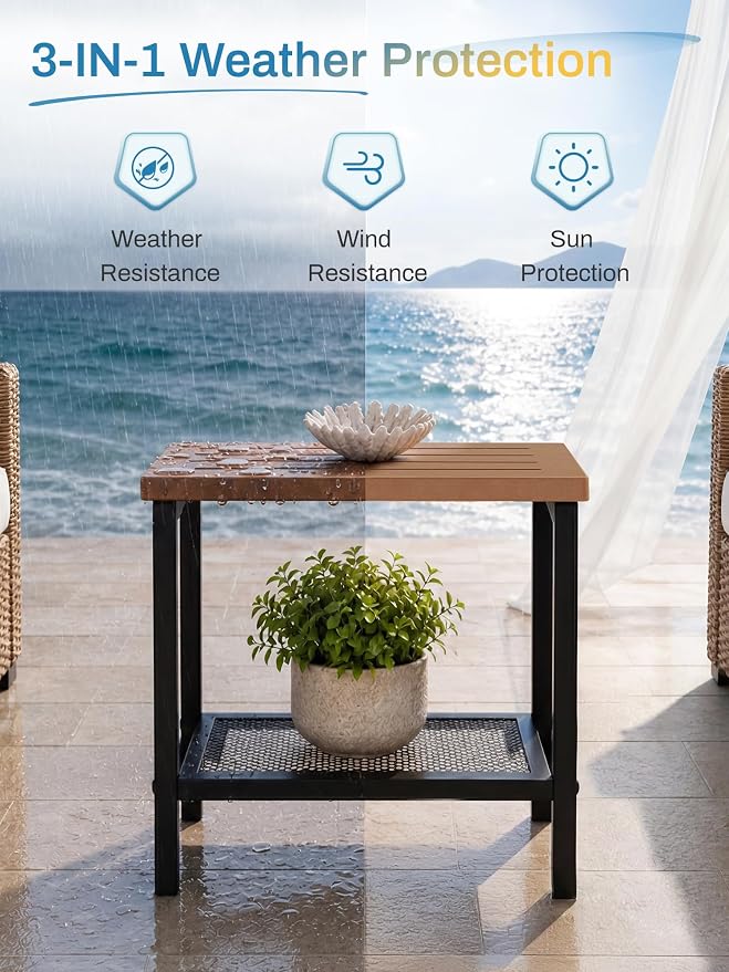Outdoor Side Table, Yellow Brown