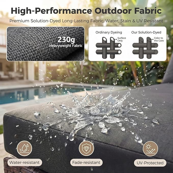 NICESOUL 9 Piece Extra Large Outdoor Patio Furniture Set with Fire Pit Natural Gas/Propane, 29.3 High Back Modular Sectional Couch Sets, Deep Seat Conversation Set, Brown Rattan and Dark Grey Cushion