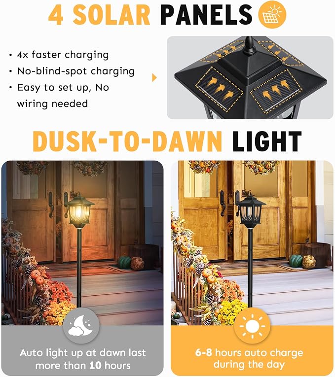 63" Solar Lamp Post Light 2 Pack, Solar Post Lights Outdoor | Garden Decor, 1 Extra Bulbs, Warm 3000K Glow, IP44 Water-Resistant, Solar Light Posts for Outside, Patio, Backyard and Porch