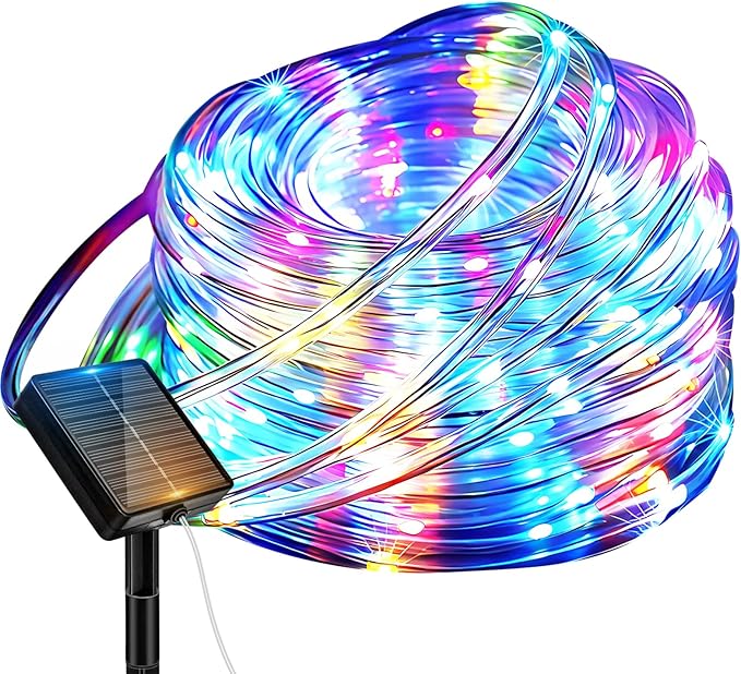 btfarm Solar Rope Lights, 120LED 46FT Solar Trampoline String Lights Outdoor Waterproof, 8 Lighting Modes Solar Powered Strip Light for Outside Garden Tree Christmas Yard Patio Decor, Multicolor