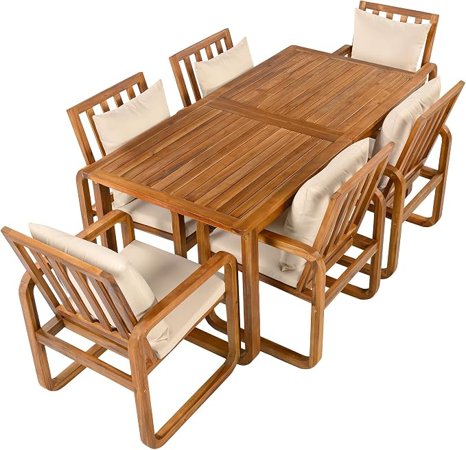 7 Pieces Patio Dining Set with Dining Table and Chairs,Outdoor Furniture Set with Removable Cushions,for Patio, Backyard, Garden (Brown-RC)