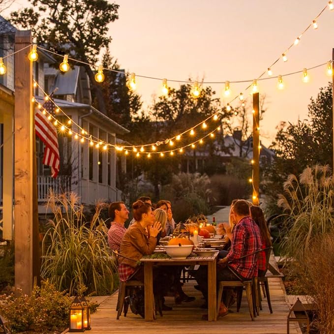 300Ft(3x100Ft) LED Outdoor String Lights Dimmable Waterproof G40 Globe Patio Lights with 150+7 Warm White Bulbs for Bistro Outside-White Cord