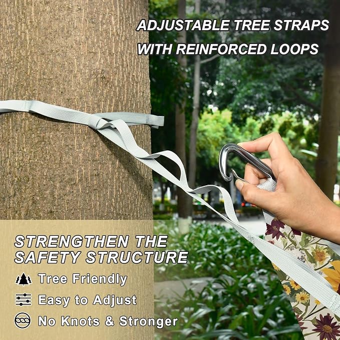 Camping Hammock Outdoor Hammocks for Outside Sunflowers Grass Beach Trees Portable Lightweight with Pockets Tree Straps Indoor