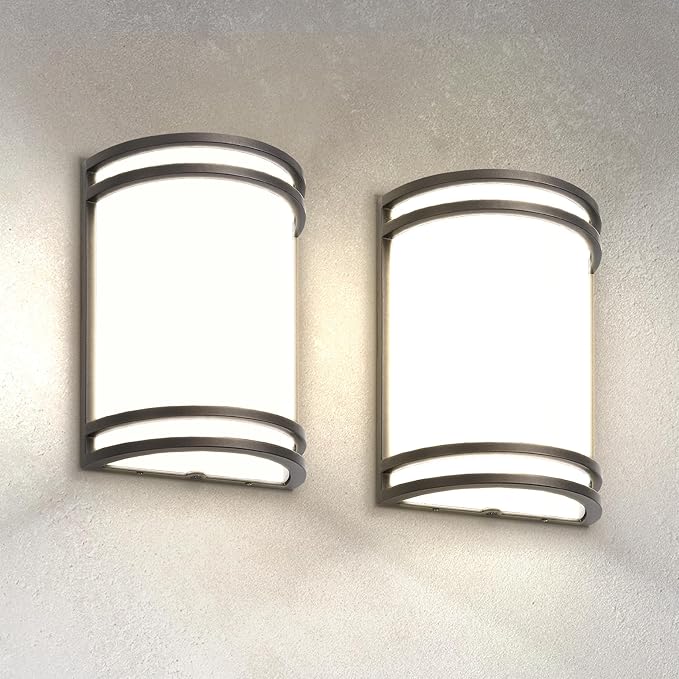 ASD 10 Inch LED Outdoor Sconce Lights - 15W 3000K 4000K 5000K Bronze Exterior Lighting Fixtures, Dimmable Exterior Lights for House, Modern Patio Wall Light Fixture ETL, 2 Pack
