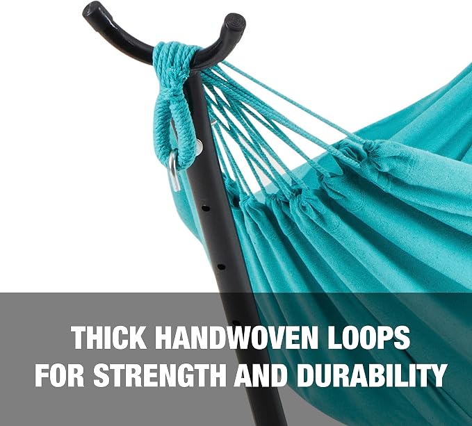 Bliss Hammocks 60" Wide Hammock & Built-in Stand w/Carrying Case & Hanging Hardware Indoor, Outdoor, Poolside, Patio, Backyard Heavy Duty, Strong & Durable 400 Lbs Capacity (BHST-401-T)