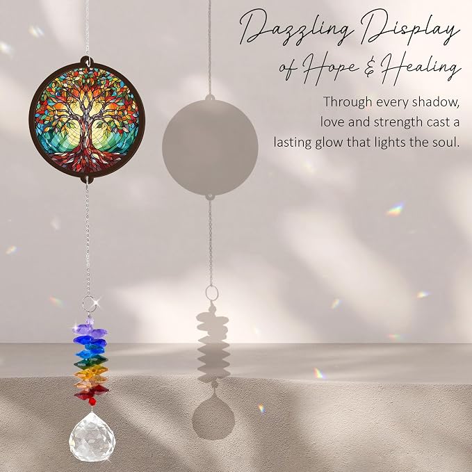 Memorial Suncatcher - Tree of Life Ornament - Sympathy Gift for Loss of Loved One - Remembrance Funeral Keepsake for Women Friends Sisters Lovers Couple - Christmas Birthday Gifts