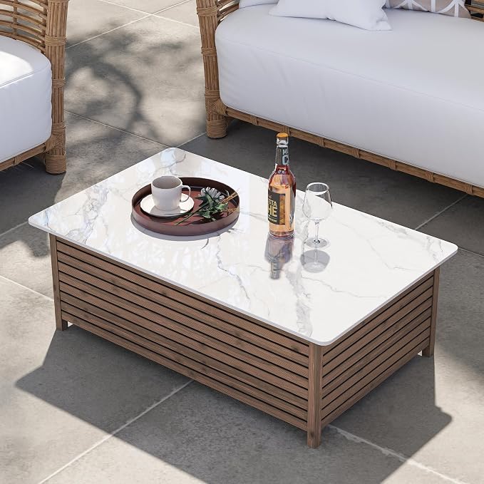 Rectangle Table Top,39.3” x 23.6 ” White Sintered Stone Tabletop, DIY Replacement & Cover Marble Desktop, Scratch & Wear Resistant, Easy to Clean, Suitable for Indoor & Outdoor