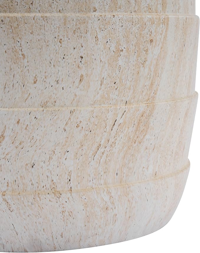 Christopher Knight Home Yayce 18.31" H Indoor Outdoor Accent Side Table, Patio Decorative End Table, Cylindrical Lightweight Concrete Garden Stool for Patio Balcony & Garden Decor, Light Beige