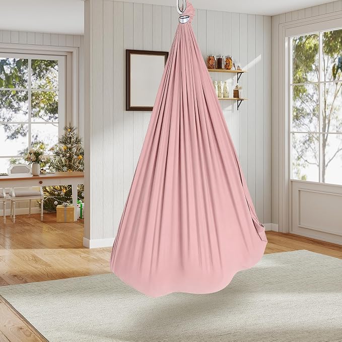 Sensory Swing, Indoor Outdoor Cuddle Hammock for Kids and Adults, with Heavy Duty Hardware, 360° Swivel, Calming Swing for Autism, ADHD and Sensory Integration