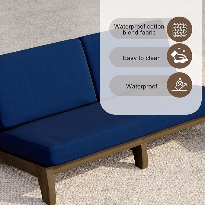 2 Pieces Patio Furniture Sets, All-Weather Outdoor Wood Bistro Set Patio Conversation Side Table Chiars and Patio Loveseat for Balcony, Backyard