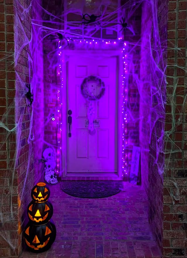 39FT Purple Halloween Lights, 100 LED Outdoor Christmas Mini String Lights | 8 Lighting Modes, Connectable, Waterproof, Halloween Decorations for Haunted House Ghost Holiday Party Xmas Tree Indoor Decor