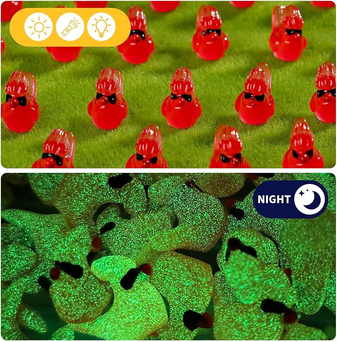 60 pcs Mini Resin Bird Many Styles Variety Tiny Luminous Animals Figures Miniature Little Small Animal Figurines Bulk for Micro Fairy Garden Landscape Accessories Hide Crafts Decor Aquarium