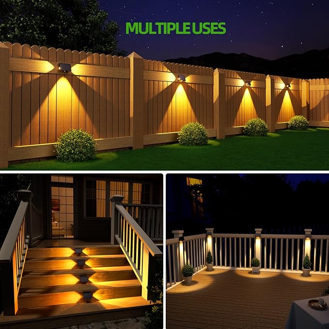 JSOT Solar Deck Lights Outdoor - 12 Pack Stair Step Fence Waterproof Light 5 Lighting Modes for Backyard Garden Wall Outside Patio Decor (Warm Light)