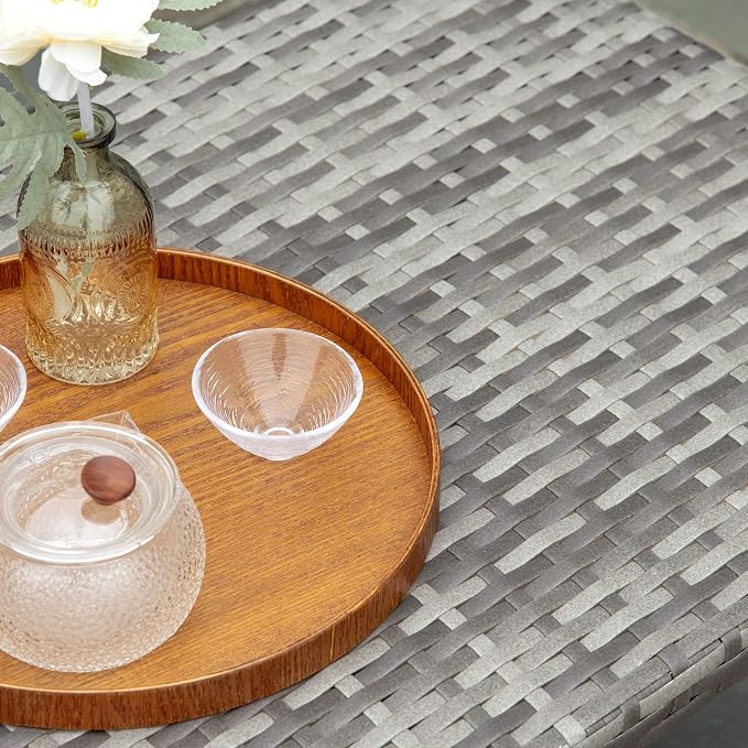 Outsunny Rattan Wicker Table PE, Coffee Table with All-Weather Material for Outdoor, Garden, Balcony, Backyard, Grey