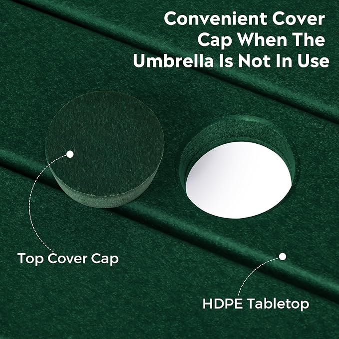 Costaelm Patio Bistro Table, 42" Counter Height Round Patio Cocktail Bar Table with Umbrella Hole, Outdoor Bistro Dining Pub Table for Front Porch Deck Backyard Garden, Dark Green