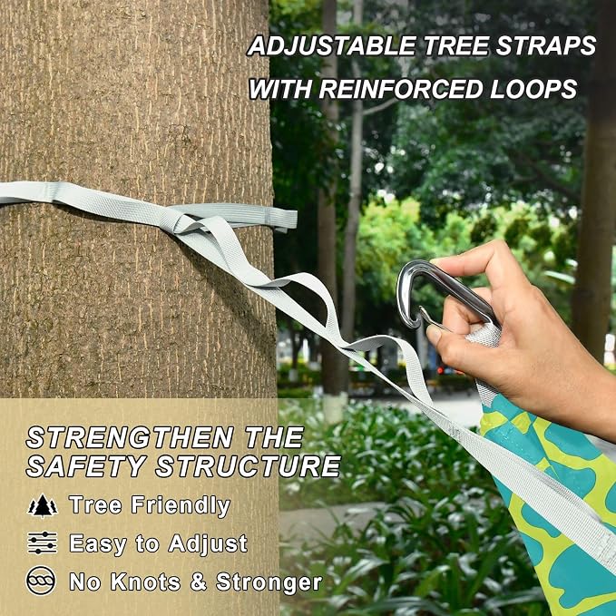 Camping Hammock Outdoor Hammocks for Outside Blue Giraffe Skin Beach Trees Portable Lightweight with Pockets Tree Straps Indoor