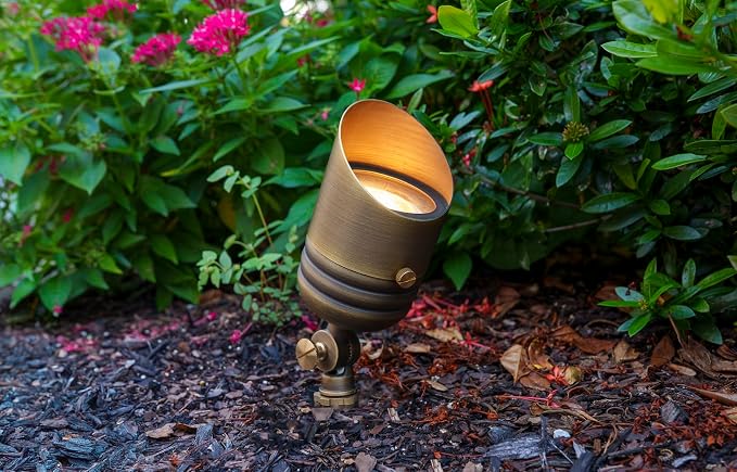 VOLT Fat Boy 12V Brass Outdoor Mini Spotlight (Bronze) | Lamp Ready, Low Voltage, Ideal for Landscape Lighting of Yard Lawn Garden Patio Trees & House