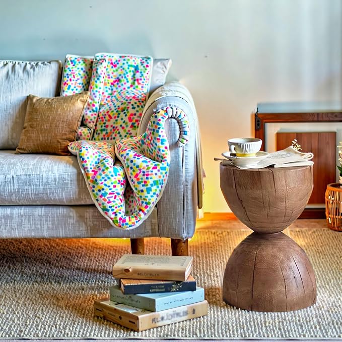 Tree Stump、Wood Side Table、Round Wood Coffee Table, Wooden Stool, Side Table, Round end Tables Living Room(Color:Brown)