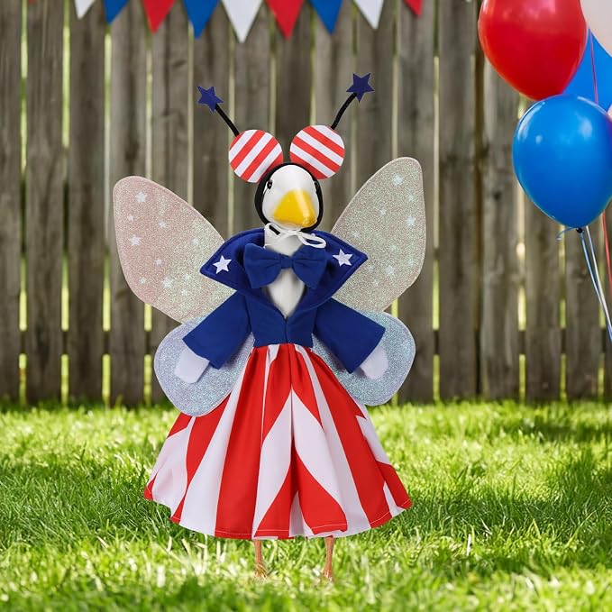 Butterfly Porch Goose Outfits for 23 Inch Statue | Butterfly Costume for Cement Statue, Sculpture Clothes for Summer Halloween Party Decoration