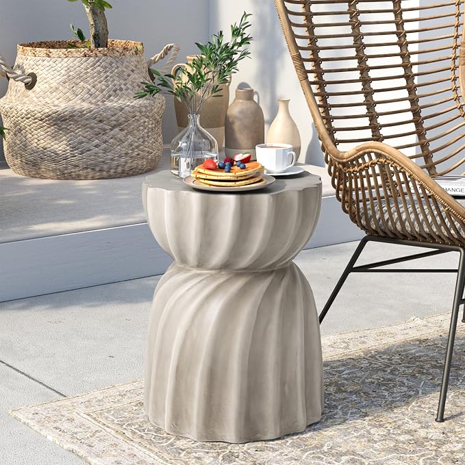 SUNBURY Outdoor Side Table, 19" H Outdoor Accent End Table, Patio Side Tables, Outdoor Coffee Tables, Garden Stool and Plant Stand for Patio, Garden, Living Room, and Backyard