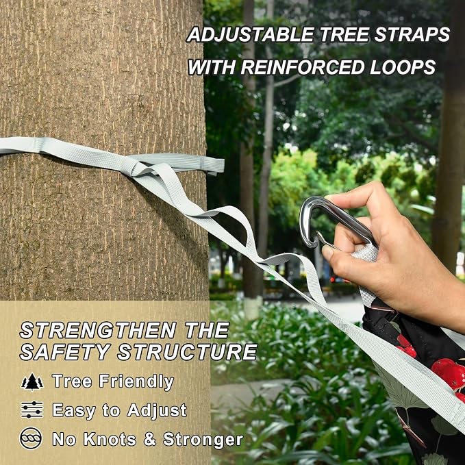 Camping Hammock Outdoor Hammocks for Outside Red Currant Beach Trees Portable Lightweight with Pockets Tree Straps Indoor