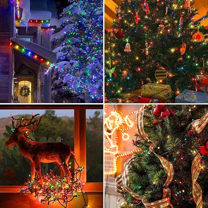 Extra Long 264Ft 800 LED Christmas Lights with Timer, Green Wire Fairy Starry String Lights Plug in, 8 Modes and Memory, forIndoor Outdoor Xmas Tree Wedding Party Decoration,Multicolor