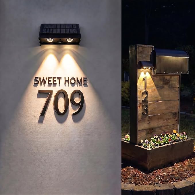 Solar Fence Lights Outdoor for Wall, Step, Deck, Porch, Address | 3000K Downlights Dusk to Dawn LED Convex Lens Warm White Lighting Waterproof Solar Powered 8 Pack