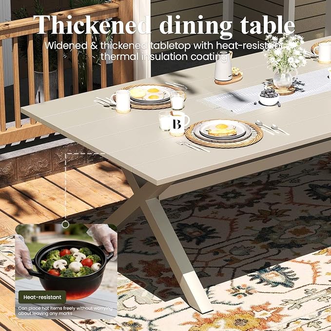 LayinSun Outdoor Dining Set for 8, 9 Pieces Patio Furniture Sets with Aluminum Dining Table and Rope Weave Chairs