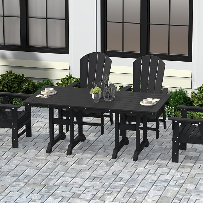 WestinTrends Malibu 71" Outdoor Patio Dining Table, Black