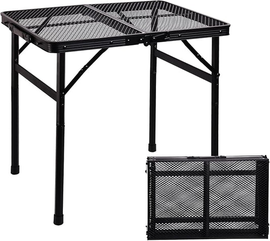 Portable Small Folding Table, Metal Camping Grill Table for BBQ, Picnic & Patio, Lightweight Foldable Outdoor Side Table, 23” x 15”