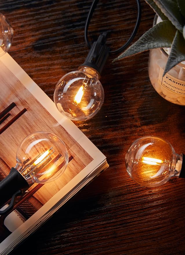 Brightown Outdoor String Lights, 30FT G40 LED IP65 Waterproof Patio Lights | 25 Shatterproof Edison Bulbs, Plug-In, Dimmable, Connectable, Outside Light for Backyard Porch Party Christmas Decorative
