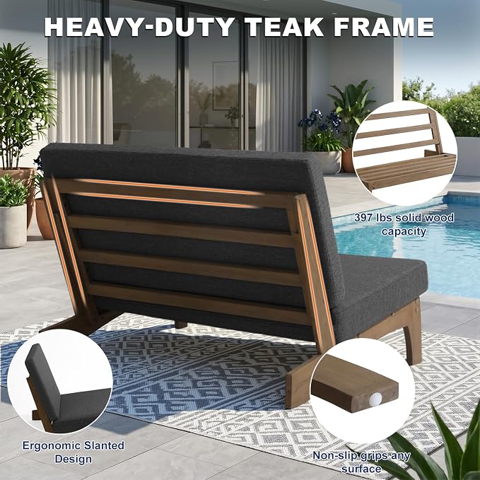 Pia Ricoo 4 Piece Patio Furniture Sets, Outdoor Furniture with 2 Chairs & Coffee Table, Patio Conversation Set for Backyard, Deck, Lawn, Drak