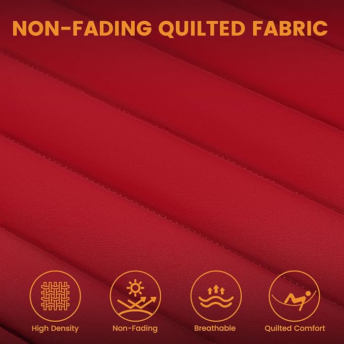 Lazy Daze Hammocks 12 FT Double Quilted Fabric Hammock with Spreader Bar and Detachable Pillow, 2 Person Hammock, 450lbs Weight Capacity, Burgundy
