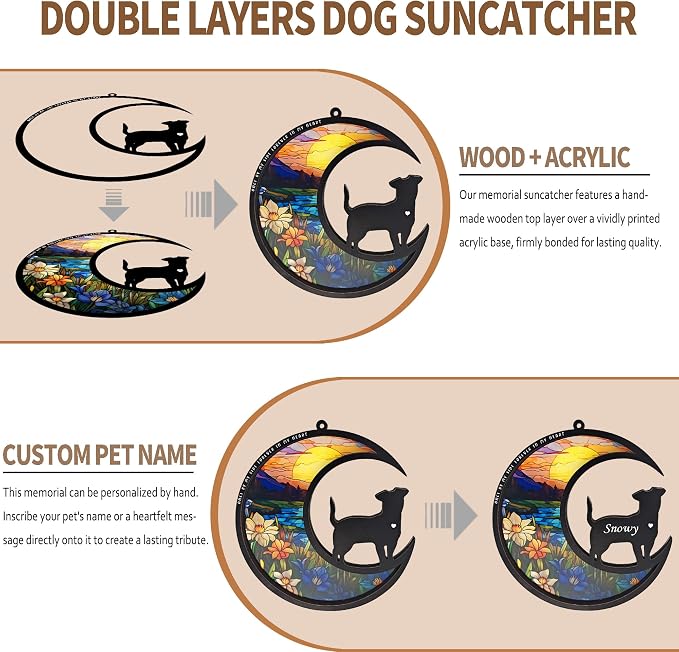 BamLue Dog Memorial Suncatcher Ornament for Home Decor, Loss of Dog Sympathy Gift, Suncatchers for Windows Hanging, Pet Loss Gifts, Remembrance Gifts for Pet Lovers
