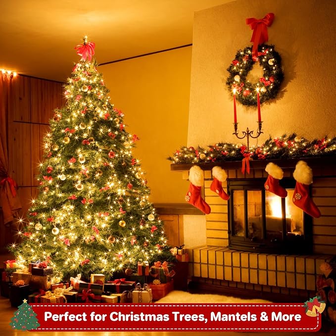 2Pack Connectable Total 132Ft 400 LED Christmas Lights with Timer, Green Wire Fairy Starry String Lights Plug in, 8 Modes and Memory, forIndoor Outdoor Xmas Tree Wedding Party Decoration,Warm White
