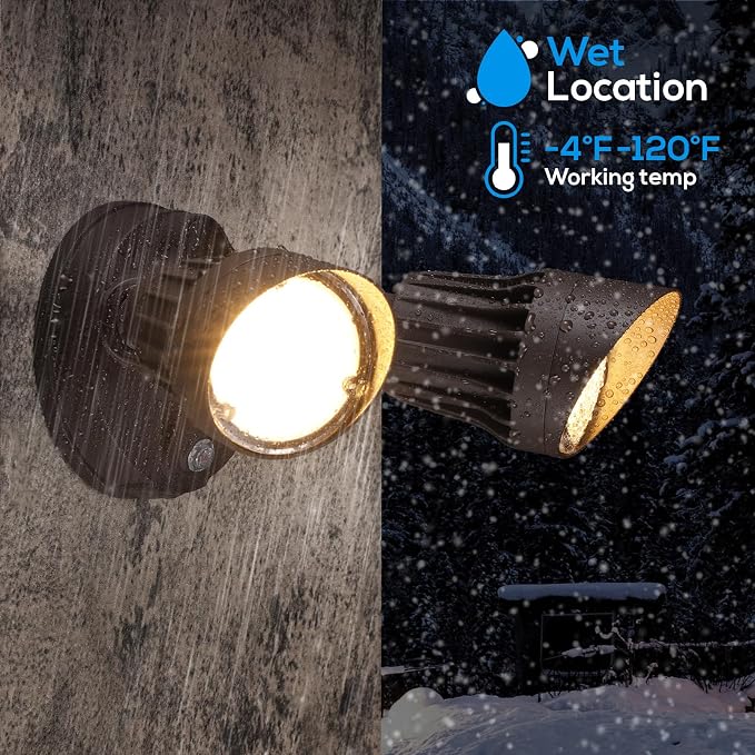LEONLITE 3CCT Dusk to Dawn LED Security Lights with Photocell, Bronze | Adjustable Dual-Head Flood Light Outdoor, 3000K/4000K/5000K Selectable, 25W(200W Equiv.), Wet Location, Aluminum, ETL Listed