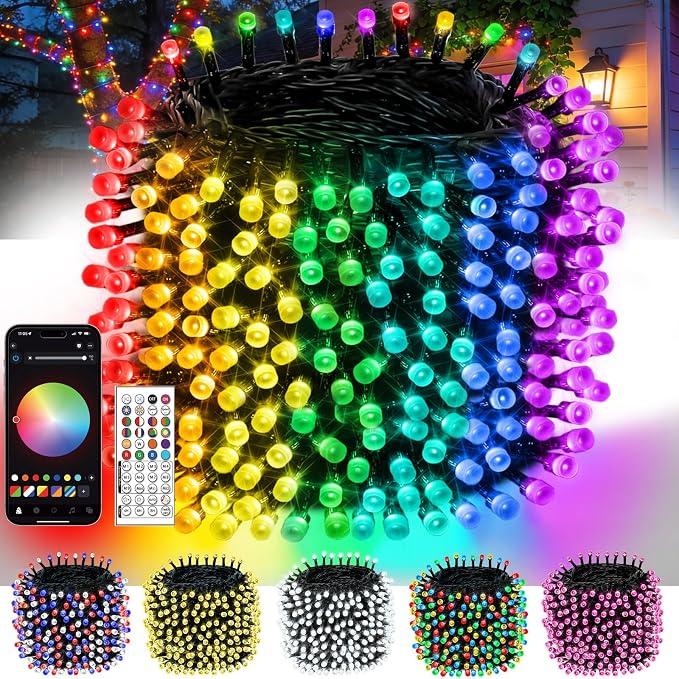 OZS 600LED Smart Color Changing Fall String Lights | 206FT App Controlled Orange Lights, RGB LED String Lights with Remote & Timer, Music Sync Multiple Modes Indoor Outdoor for Fall Decor