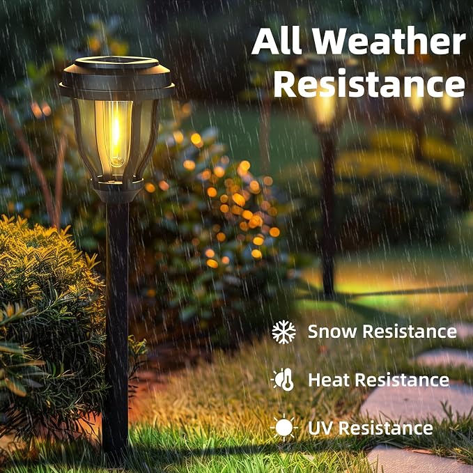 DERAYSION 6 Pack Solar Lights Outdoor, Solar Pathway Lights Waterproof Garden Landscape Lighting for Path, Yard, Walkway, Driveway Decor- 6 Pack Warm White | Waterproof Solar Garden Lights 6 Pack LEDOutdoor Solar Lights for Yard Landscape Path Walkway ...