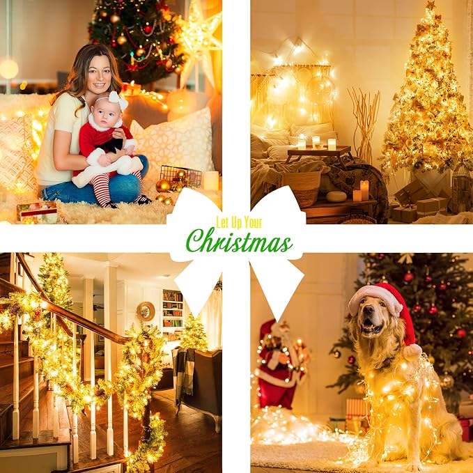JMEXSUSS 150 LED String Lights for Bedroom, Classroom Lights Plug in | Connectable Warm White Christmas Lights Indoor , 59ft Twinkle Fairy Lights for Room Wedding Dorm Party Christmas Tree Decor