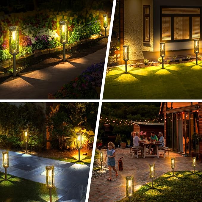 COXSENI Solar Pathway Lights Outdoor Waterproof Warm White, 4 Pack | Bright LED, 3000K, IP65, Solar Powered Landscape Lights for Path, Driveway, Lawn, Patio, Sidewalk, Yard, Walkway