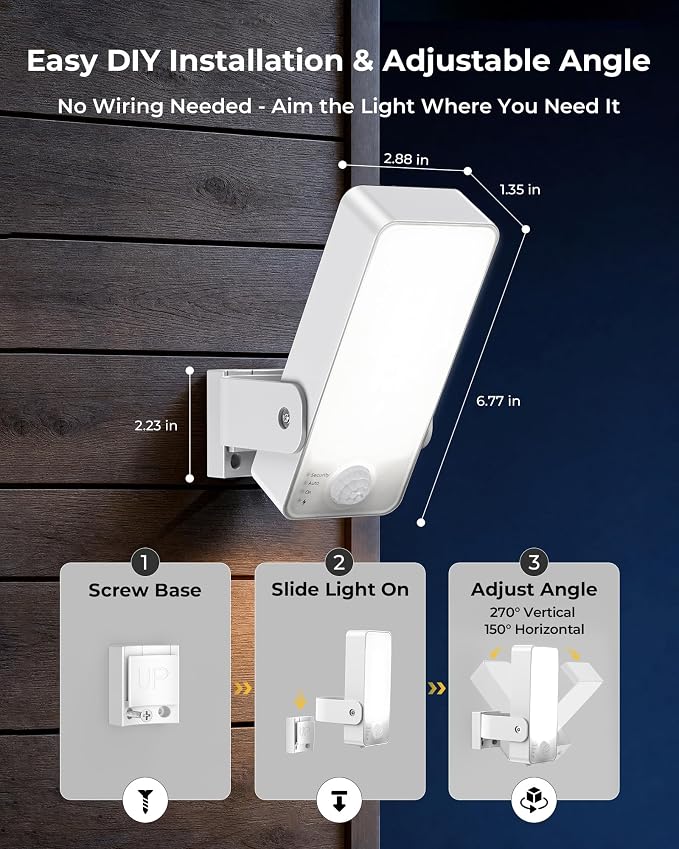 Motion Sensor Outdoor Light, 10000mAh Rechargeable Battery Operated Outdoor Lights with Remote, 3 Modes, Dimmable & 3CCT, Waterproof IP65 Outdoor Security Lights for Shady Areas, Porch, Patio, Garage